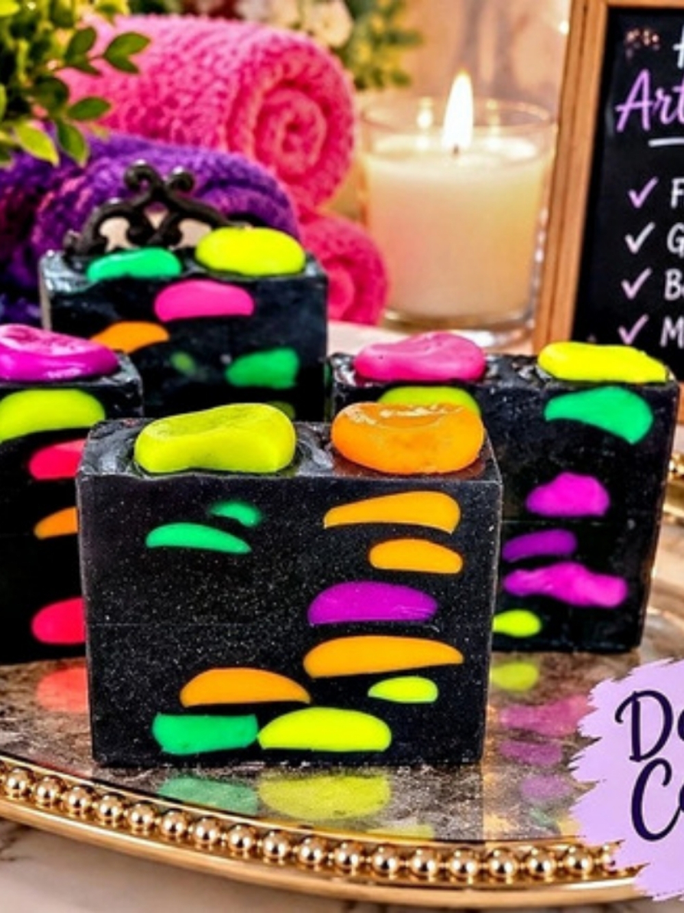 Handmade Artisan Soap Bars in Neon Colors NWT